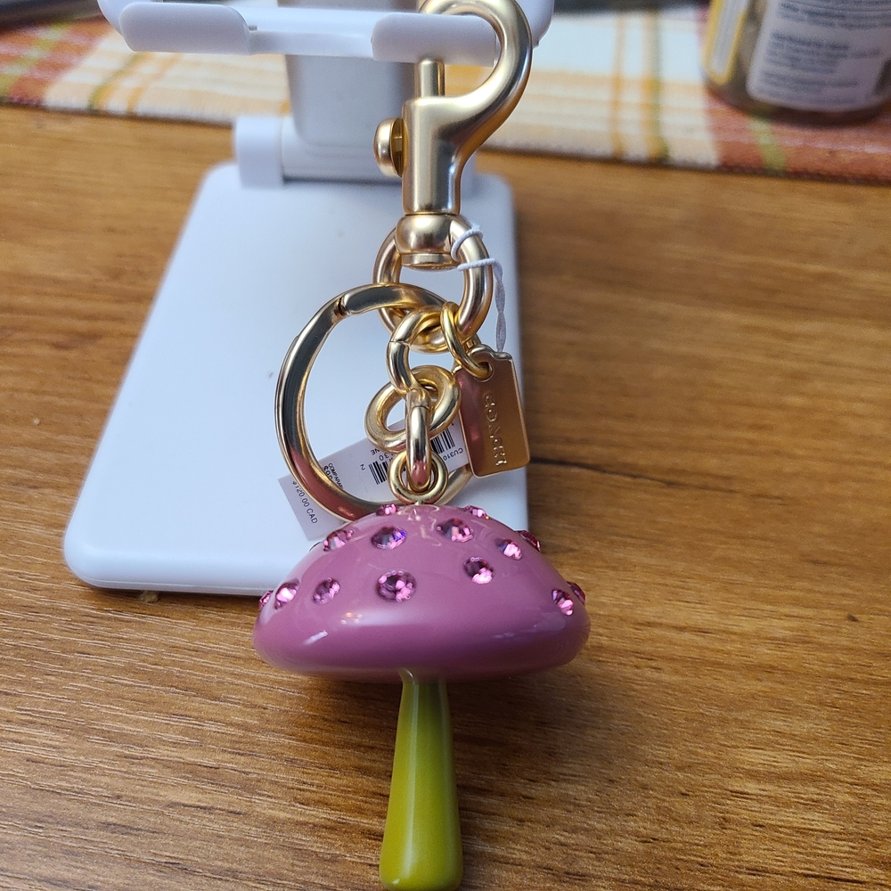 Coach Pink and Green Mushroom Key Holder